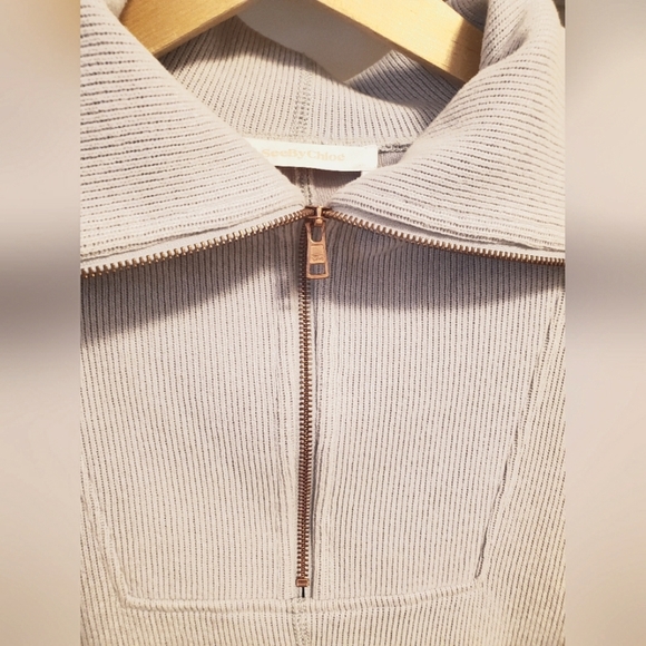 See by Chloe Light Grey Ribbed 1/4 Zip-Up SweatervPoncho. Oversized. M/L. - Picture 7 of 13